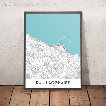 Mappa della città moderna di Dún Laoghaire, Irlanda: Porto di Dún Laoghaire, Sandycove, Isola di Dalkey, Collina di Killiney, N11 