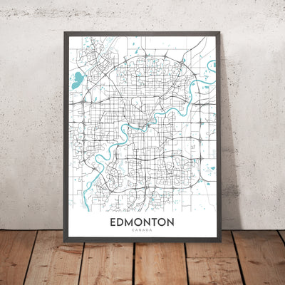 Moderne Stadtkarte von Edmonton, Kanada: Innenstadt, Universität von Alberta, West Edmonton Mall, Whyte Avenue, Jasper Avenue 