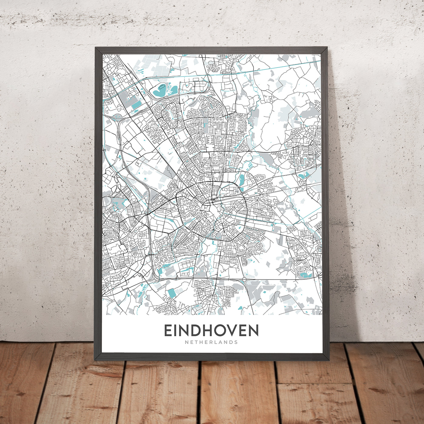 Moderne Stadtkarte von Eindhoven, Niederlande: Zentrum, Philips Stadion, A2, A67, Tongelre 