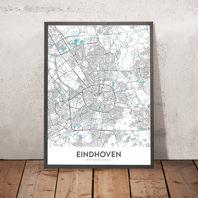 Moderne Stadtkarte von Eindhoven, Niederlande: Zentrum, Philips Stadion, A2, A67, Tongelre 