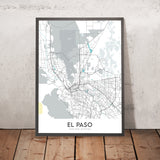 Moderne Stadtkarte von El Paso, TX: Innenstadt, UTEP, Franklin Mountains, I-10, US-54 