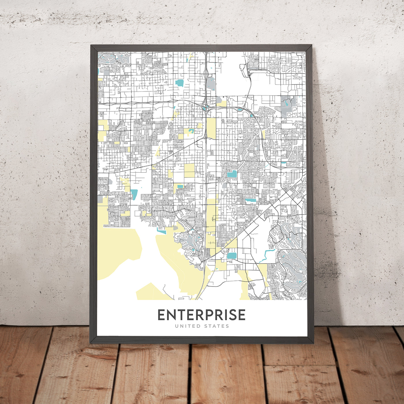 Plan de la ville moderne d'Enterprise, NV : centre-ville, Enterprise High School, US-95, NV-169, NV-317