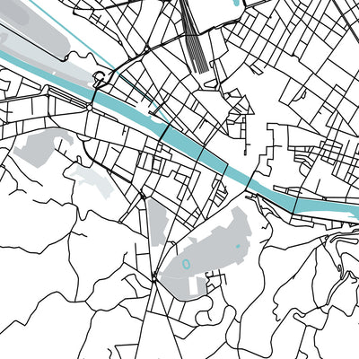 Mapa moderno de la ciudad de Florencia, Italia: Duomo, Uffizi, Ponte Vecchio, Santa Croce, Oltrarno