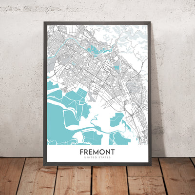 Plan de la ville moderne de Fremont, Californie : Ardenwood, Mission San Jose, Niles Canyon Railway, Tesla Factory, Warm Springs
