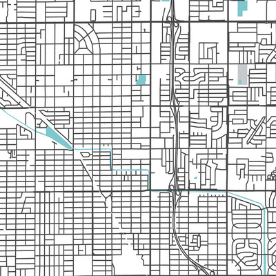 Mapa moderno de la ciudad de Fresno, CA: centro, zoológico Fresno Chaffee, Woodward Park, Fig Garden Village, Save Mart Center