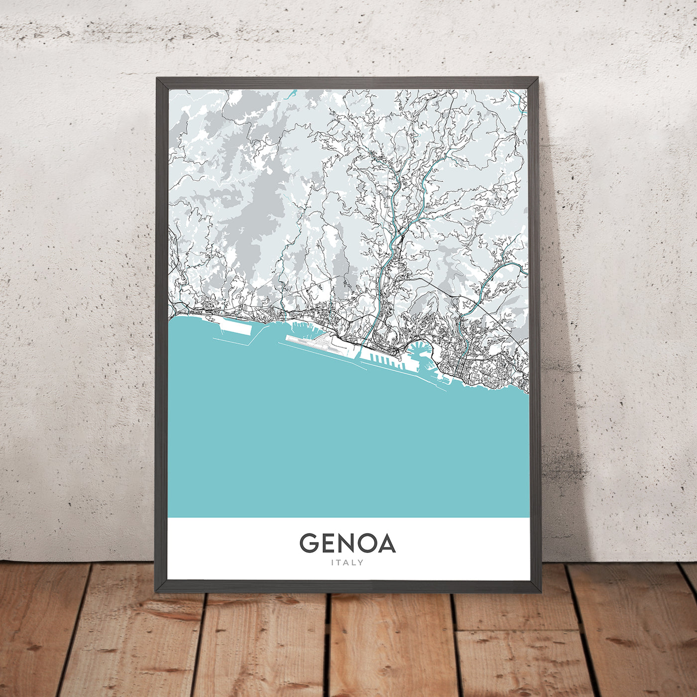 Mapa moderno de la ciudad de Génova, Italia: Castelletto, Foce, Marassi, Oregina, Pegli
