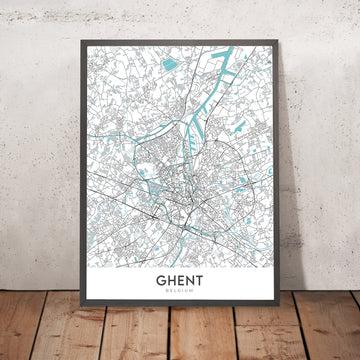 Moderne Stadtkarte von Gent, Belgien: Belfried, Schloss, Kathedrale, Gravensteen, Korenmarkt 
