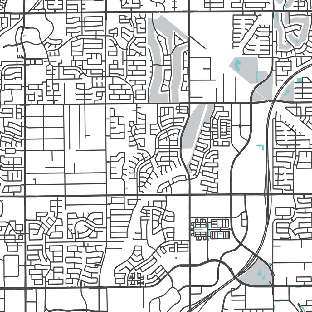 Plan de la ville moderne de Gilbert, Arizona : Gilbert, Mesa, Chandler, US 60, SR 87
