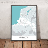 Mapa moderno de la ciudad de Glencoe, Escocia: Pueblo, Río Coe, A82, Lochan, Museo del Pueblo 
