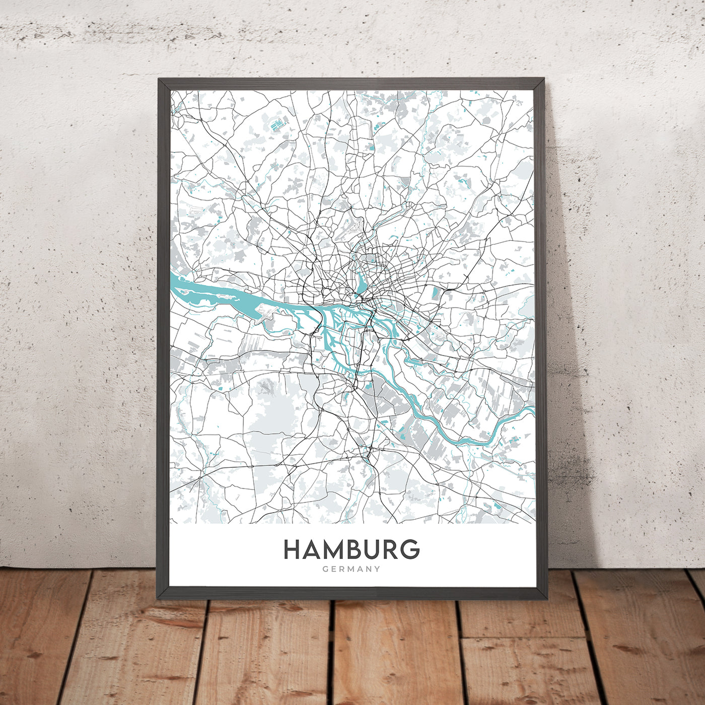 Plan de la ville moderne de Hambourg, Allemagne : Altstadt, St. Pauli, Elbphilharmonie, Reeperbahn, Planten un Blomen