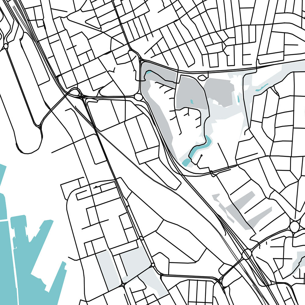 Mapa moderno de la ciudad de Helsingborg, Suecia: Centrum, Ramlösa, Castillo de Helsingborg, Castillo Sofiero, E4