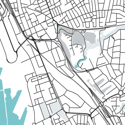 Mapa moderno de la ciudad de Helsingborg, Suecia: Centrum, Ramlösa, Castillo de Helsingborg, Castillo Sofiero, E4
