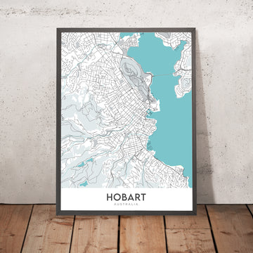 Mapa moderno de la ciudad de Hobart, Australia: Sandy Bay, Battery Point, Catedral de San David, Museo de Tasmania, Cenotafio de Hobart