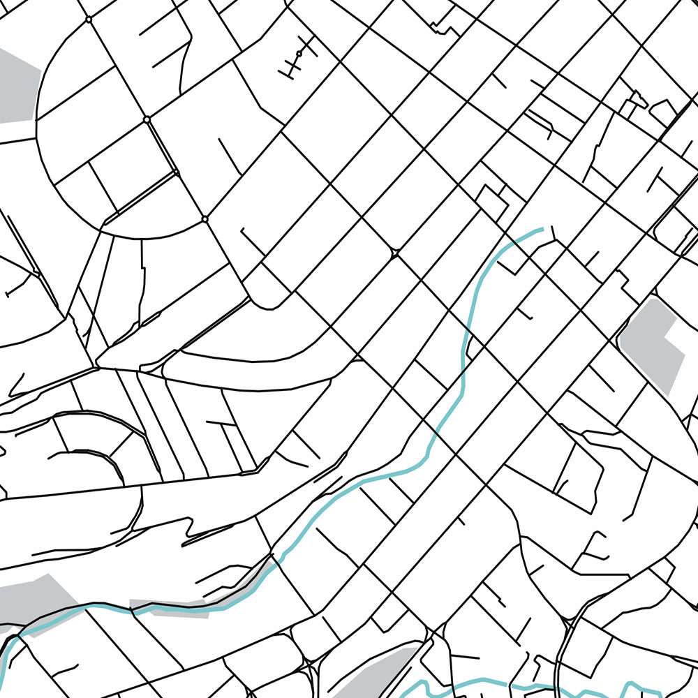 Modern City Map of Hobart, Australia: Sandy Bay, Battery Point, St. David's Cathedral, Tasmanian Museum, Hobart Cenotaph