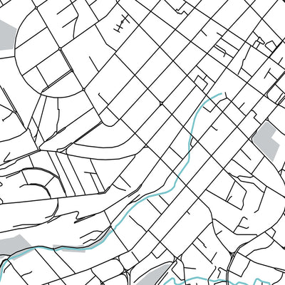 Modern City Map of Hobart, Australia: Sandy Bay, Battery Point, St. David's Cathedral, Tasmanian Museum, Hobart Cenotaph