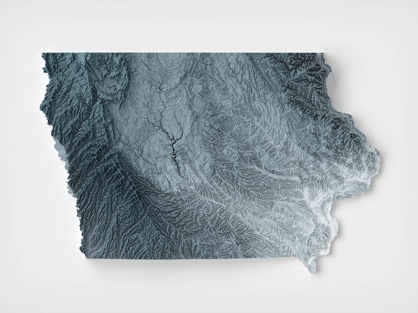 Carte topographique 3D de l'Iowa 