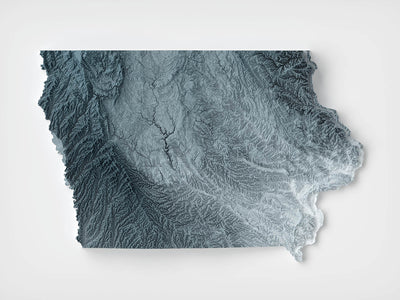 Carte topographique 3D de l'Iowa 