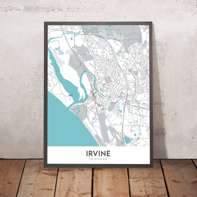Modern Town Map of Irvine, Scotland: Town Centre, River Irvine, Eglinton Park, A71, Irvine Harbour