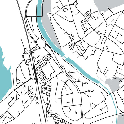 Modern Town Map of Irvine, Scotland: Town Centre, River Irvine, Eglinton Park, A71, Irvine Harbour