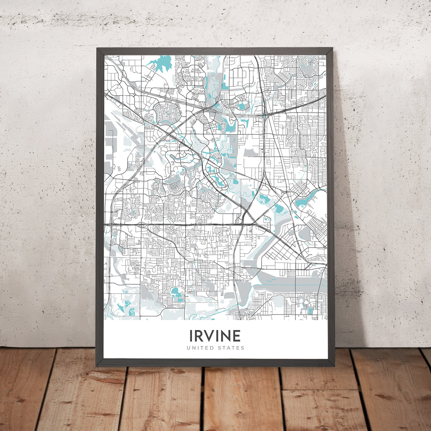 Plan de la ville moderne d'Irvine, Californie : Irvine, Northwood, Woodbridge, Quail Hill, Turtle Rock