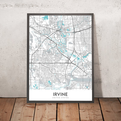 Plan de la ville moderne d'Irvine, Californie : Irvine, Northwood, Woodbridge, Quail Hill, Turtle Rock
