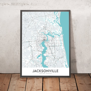 Mappa moderna della città di Jacksonville, FL: Riverside, Springfield, San Marco, I-95, I-295 
