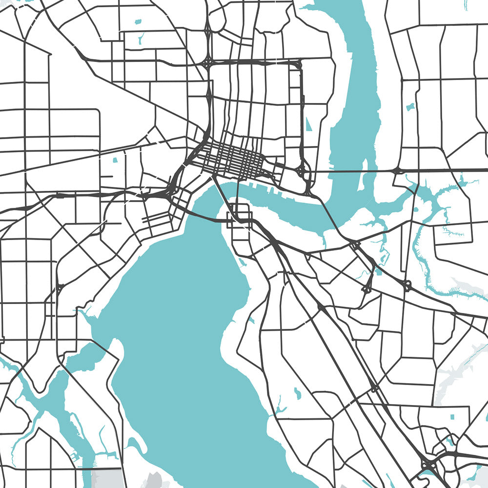 Moderne Stadtkarte von Jacksonville, FL: Riverside, Springfield, San Marco, I-95, I-295 
