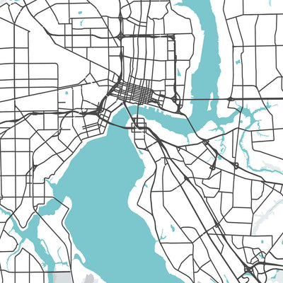 Moderne Stadtkarte von Jacksonville, FL: Riverside, Springfield, San Marco, I-95, I-295 