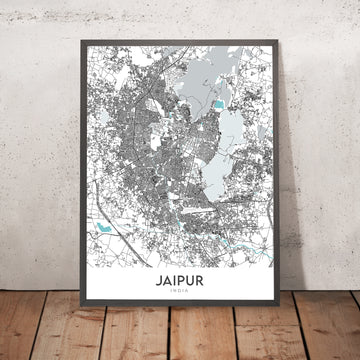 Mappa della città moderna di Jaipur, Rajasthan: Città Rosa, Hawa Mahal, MI Road, JLN Marg, Palazzo della Città 