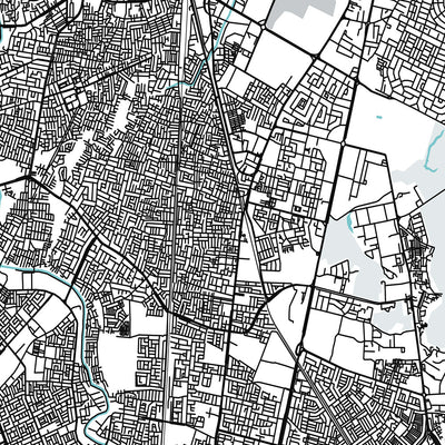 Mapa moderno de la ciudad de Jaipur, Rajasthan: Ciudad Rosa, Hawa Mahal, MI Road, JLN Marg, Palacio de la Ciudad
