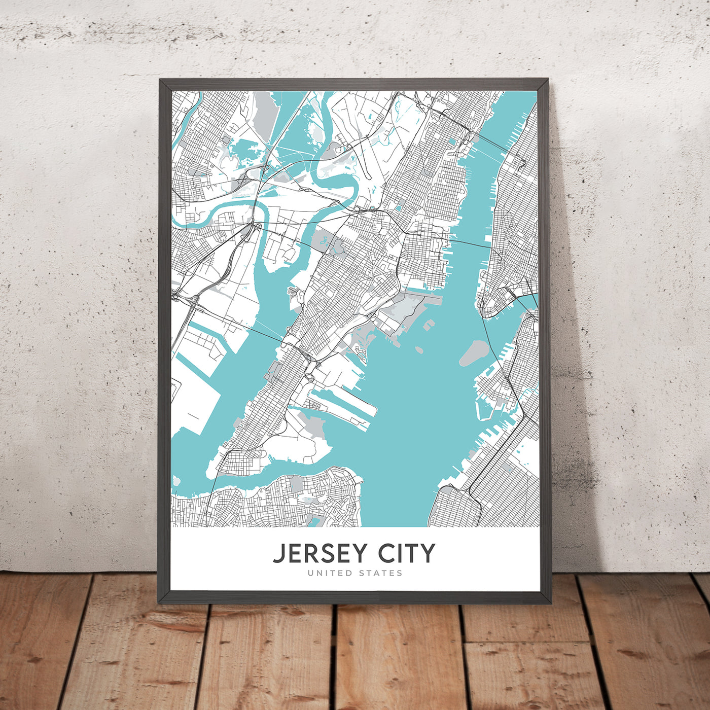 Plan de la ville moderne de Jersey City, NJ : Bergen-Lafayette, Liberty State Park, Statue de la Liberté, Journal Square, Exchange Place