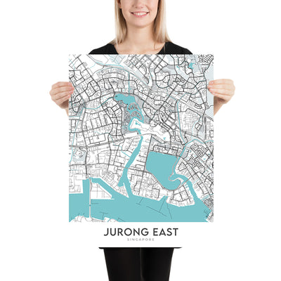 Plan de la ville moderne de Jurong East, Singapour : JCube, IMM, jardin chinois, jardins du lac Jurong, hôpital Ng Teng Fong
