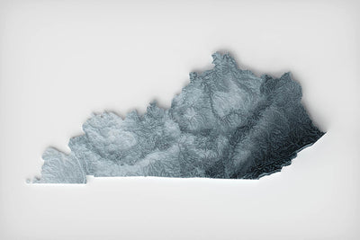 Carte topographique en relief 3D du Kentucky 