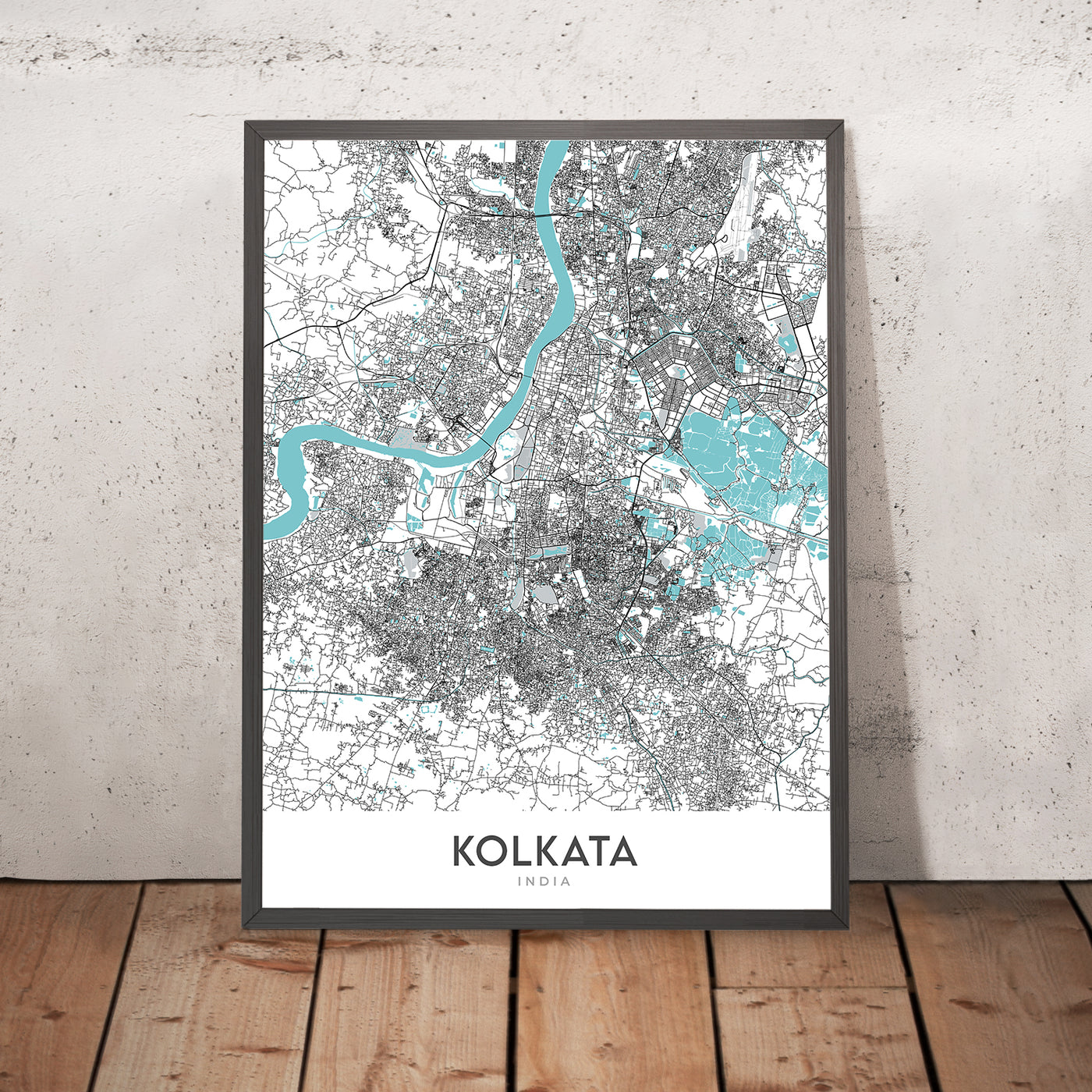 Mapa moderno de la ciudad de Calcuta, India: Victoria Memorial, Templo Kalighat, Park St, Ballygunge, Alipore
