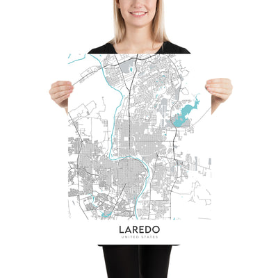 Plan de la ville moderne de Laredo, Texas : Chacon, Hillside, Mines Rd, Loop 20, Fort McIntosh