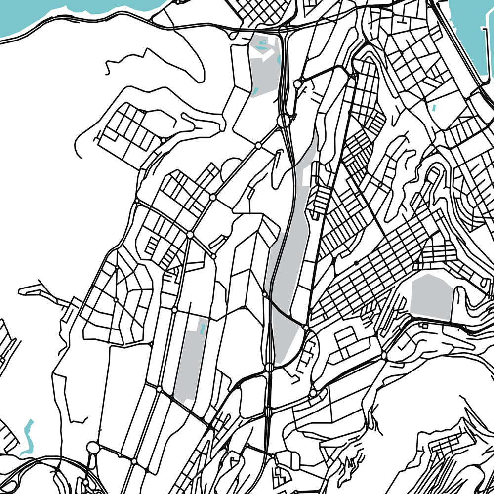Mapa moderno de la ciudad de Las Palmas, España: Vegueta, Triana, Ciudad Jardín, Catedral de Santa Ana, Playa de Las Canteras
