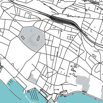 Carte moderne de la ville de Lausanne : Lac Léman, Palais de Rumine, Cathédrale, Château Saint-Maire, Parc de Mon-Repos 