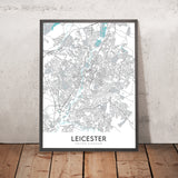 Moderne Stadtkarte von Leicester, UK: Stadtzentrum, Universität, Kathedrale, Schloss, Raumfahrtzentrum 