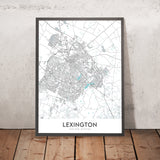 Moderne Stadtkarte von Lexington, KY: UK, Rupp Arena, Pferdepark, Kongresszentrum, Opernhaus 