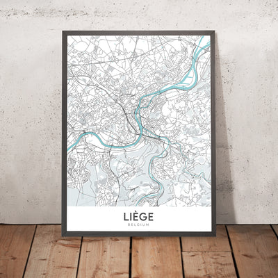 Modern City Map of Liège, Belgium: Cathédrale, Parc de la Boverie, Grand Curtius, A602, A604