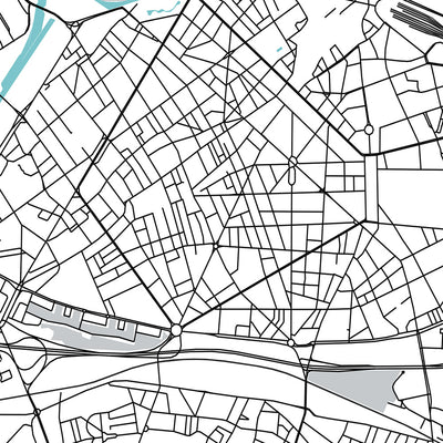 Plan de la ville moderne de Lille, France : Vieux-Lille, Palais des Beaux-Arts, Grand Place, A25, N356