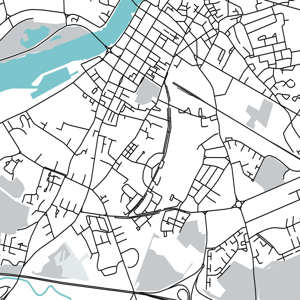 Moderne Stadtkarte von Limerick, Irland: König Johns Schloss, Thomond Park, Universität von Limerick, N18, N21 
