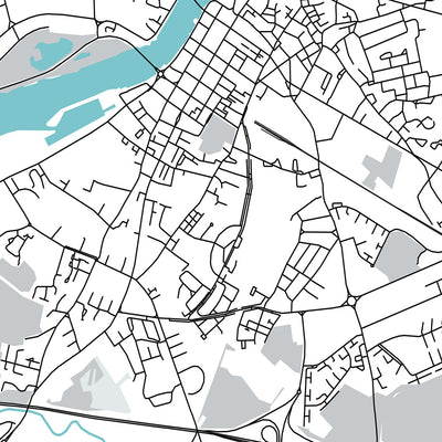 Moderne Stadtkarte von Limerick, Irland: König Johns Schloss, Thomond Park, Universität von Limerick, N18, N21 