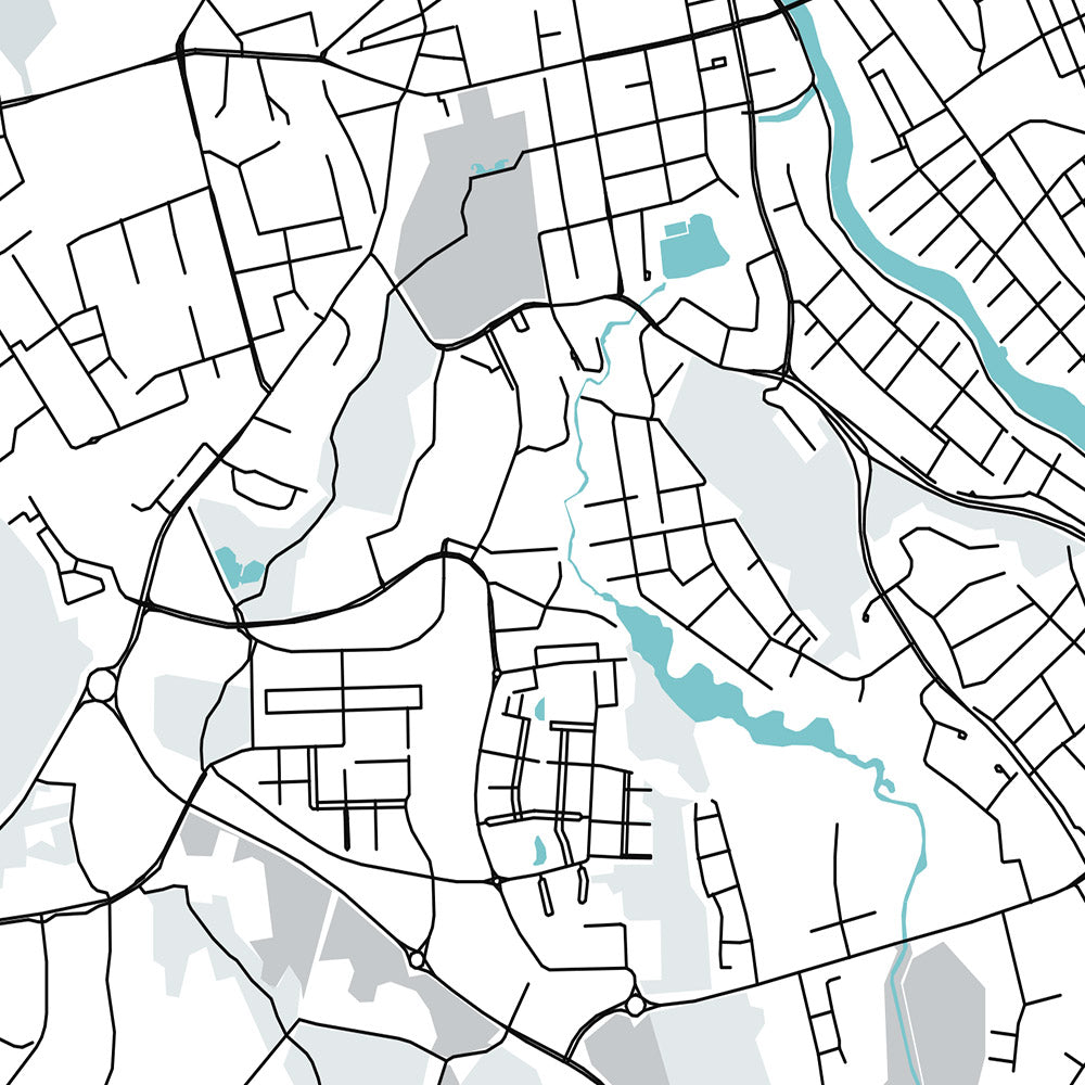 Mapa moderno de la ciudad de Linköping, Suecia: Catedral, Castillo, Universidad, E4, Stångebro