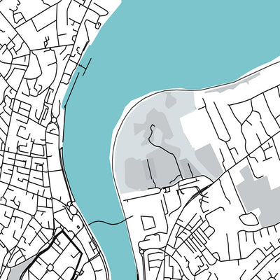 Modern City Map of Londonderry, NI: Bogside, Brandywell, Craigavon Bridge, Foyle Bridge, Guildhall