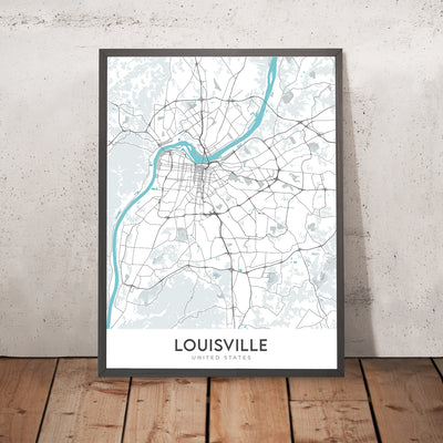 Plan de la ville moderne de Louisville, KY : centre-ville, vieux Louisville, Highlands, Muhammad Ali Center, Churchill Downs