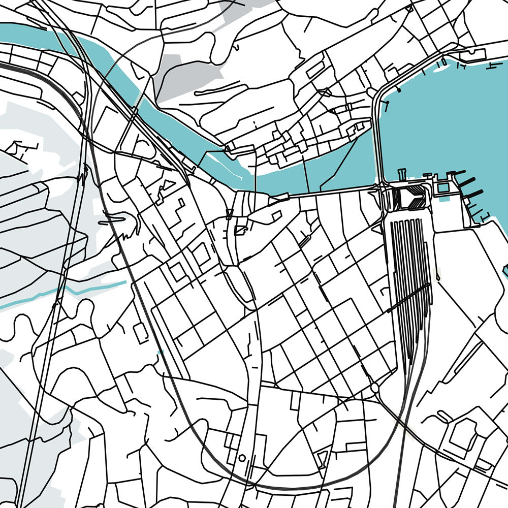 Moderne Stadtkarte von Luzern, Schweiz: Altstadt, Kapellbrücke, Jesuitenkirche, Schweizerisches Verkehrsmuseum, Bundesstrasse 2 