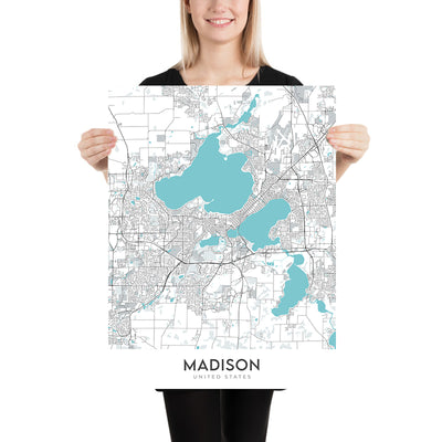 Modern City Map of Madison, WI: UW-Madison, Capitol, State St, Olbrich Park, Henry Vilas Zoo