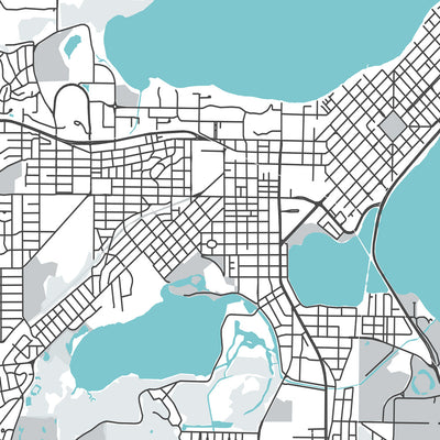 Modern City Map of Madison, WI: UW-Madison, Capitol, State St, Olbrich Park, Henry Vilas Zoo
