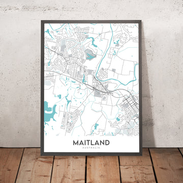 Moderne Stadtkarte von Maitland, NSW: Maitland Gaol, Maitland Museum, Maitland Rathaus, New England Hwy, Pacific Hwy 